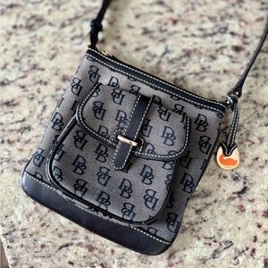Dooney & Bourke Black and Gray Monogram Crossbody Bag
